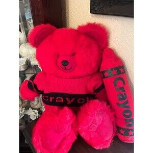 Rare 1985 Crayola Red Teddy Bear and Crayon Plush